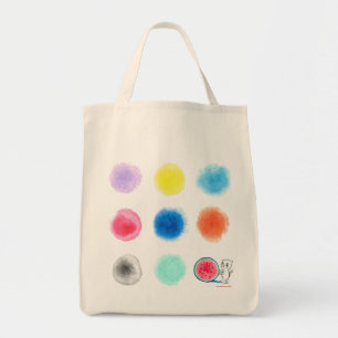 Watermelon cat with dots tote bag