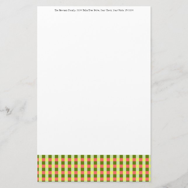 Watermelon Check Text stationery (Front)