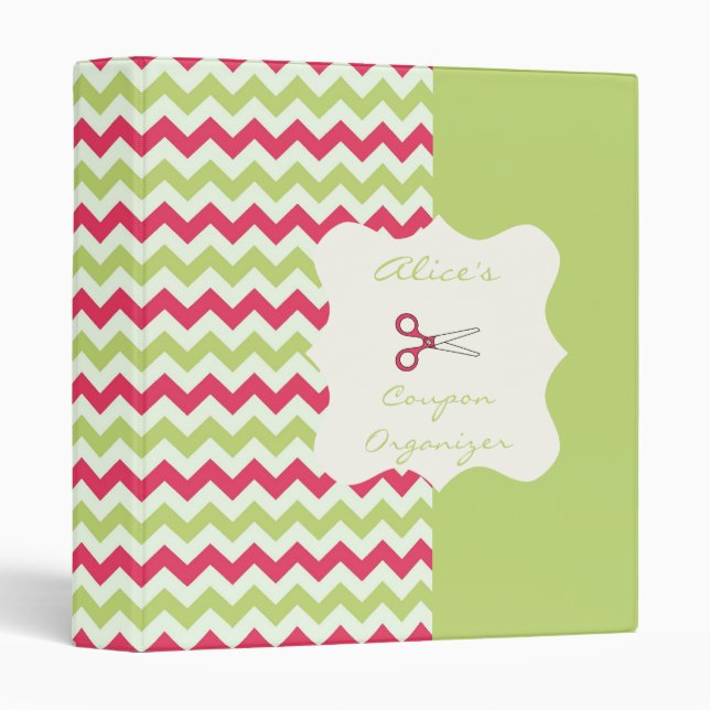 Watermelon Chevron Personalized Coupon Organizer Binder (Front/Spine)
