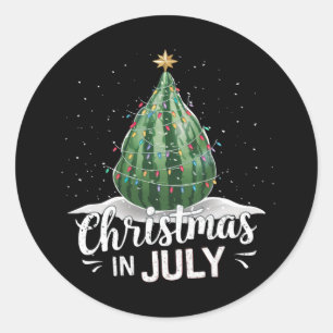 Watermelon Christmas Tree Christmas In July Summer Classic Round Sticker
