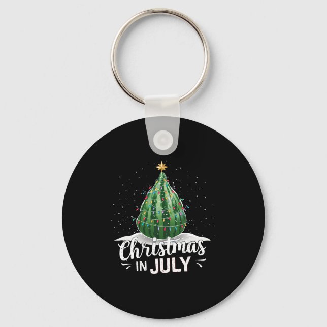 Watermelon Christmas Tree Christmas In July Summer Keychain (Front)