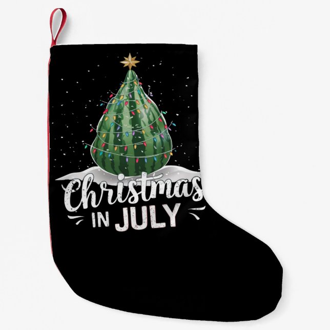 Watermelon Christmas Tree Christmas In July Summer Small Christmas Stocking (Front)