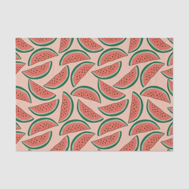 Watermelon Colourful Pink Green Summer Tropical  Tissue Paper (Front)