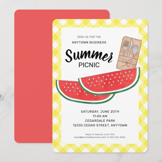 Watermelon Company Summer Picnic Invitation (Front/Back)