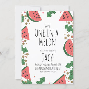 Watermelon Confetti Glitter Turning One Tropical I Invitation