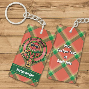 Watermelon Crest over Tartan Keychain