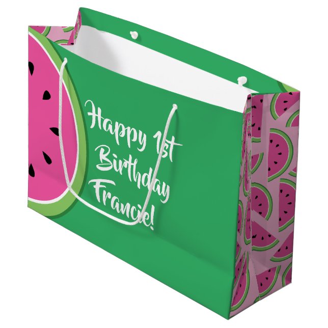 Watermelon Cute 1st Birthday Gift Bag (Front Angled)