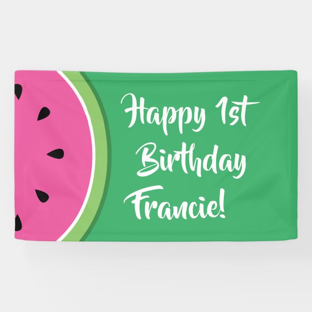 Watermelon Cute 1st Birthday Party Banner Decor (Horizontal)