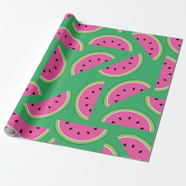 Watermelon Cute 1st Birthday Wrapping Paper (Unrolled)