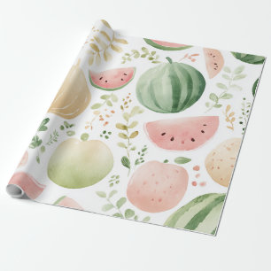 Watermelon Cute Colourful Pink Green Wrapping Paper