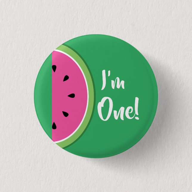 Watermelon Cute Kids 1st Birthday Button Pin (Front)