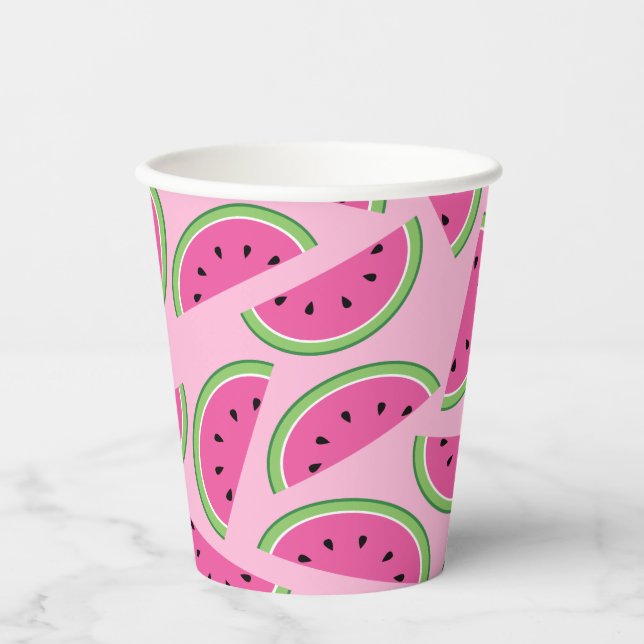 Watermelon Cute Kids 1st Birthday Paper Cups (Front)