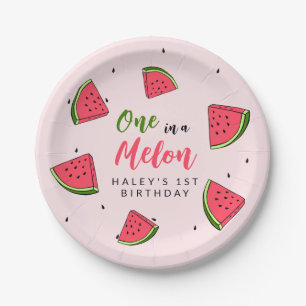 Watermelon Cute One in a Melon 1st Baby Birthday P Paper Plate