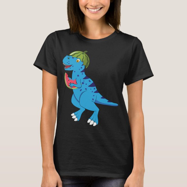 Watermelon Dinosaur T Rex Summer Fruit Art Dino Lo T-Shirt (Front)