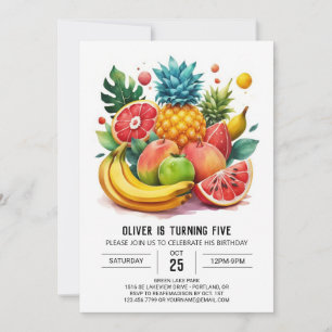 Watermelon Elegant Kids Fruits Birthday Invitation