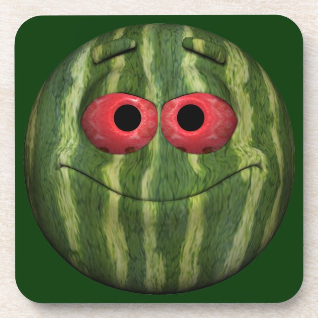 Watermelon Emoticon Coaster (Front)