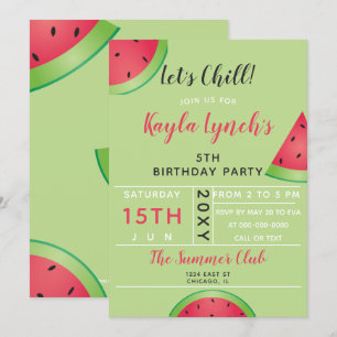 watermelon été fête d'anniversaire invitation