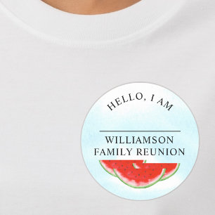 Watermelon Family Reunion Hello My Name Is Classic Round Sticker
