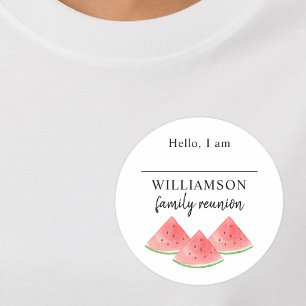 Watermelon Family Reunion Name Classic Round Sticker