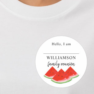 Watermelon Family Reunion Name Classic Round Sticker