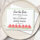 Watermelon Family Reunion Save The Date  Announcement Postcard<br><div class="desc">This Family Reunion Save The Date postcard is decorated with watercolor watermelons.
Easily customizable.
Original Watercolor © Michele Davies.</div>