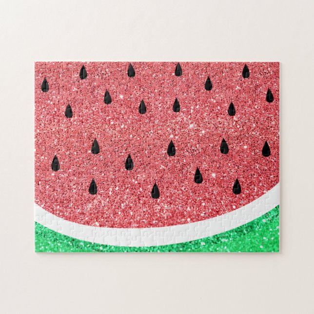 watermelon faux glitter design jigsaw puzzle (Horizontal)