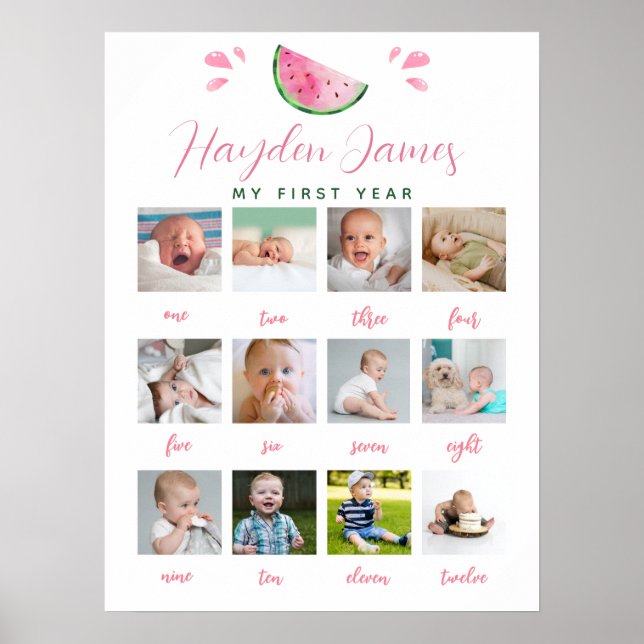 Watermelon First Year Birthday Photo Sign  (Front)
