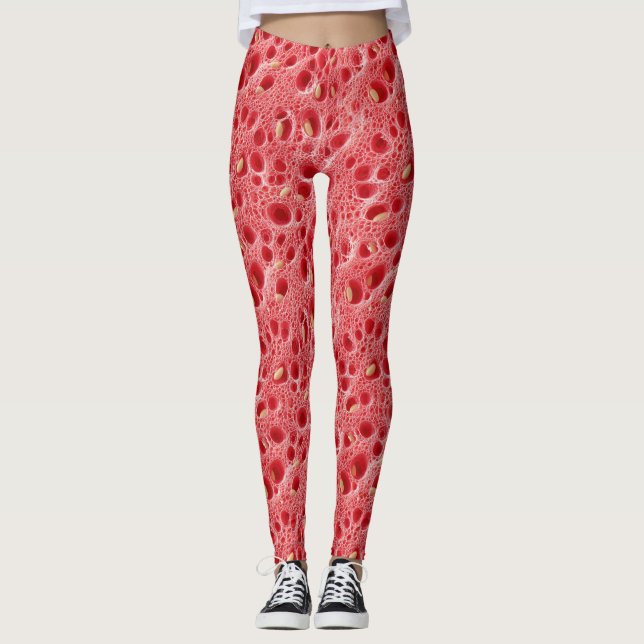 Watermelon Flesh Texture Pattern Leggings (Front)