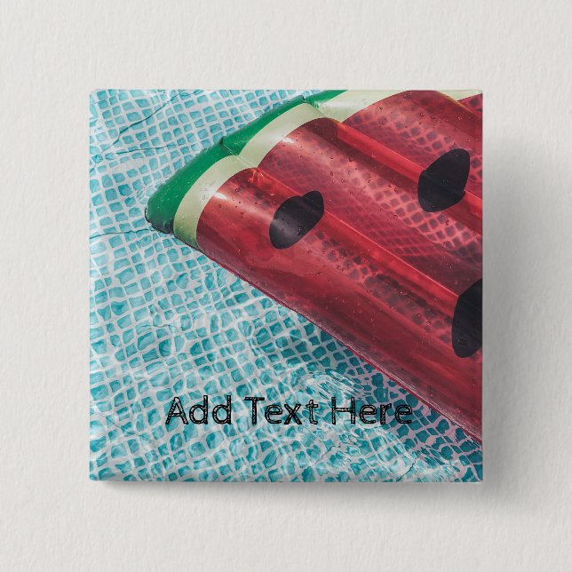 Watermelon Float in Swimming Pool 2 Inch Square Button (Front)