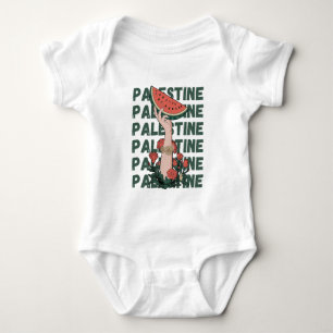watermelon, flowers, and free palestine Repeat Baby Bodysuit