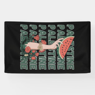 watermelon, flowers, and  palestine text Repeat  Banner