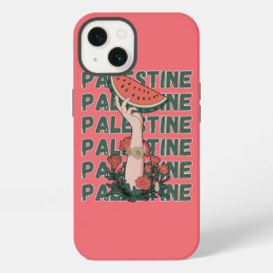 watermelon, flowers, and  palestine text Repeat  iPhone 13 Case