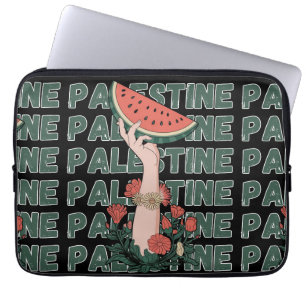 watermelon, flowers, and  palestine text Repeat  Laptop Sleeve