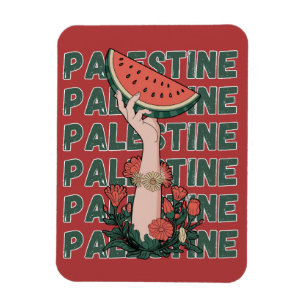 watermelon, flowers, and palestine text Repeat Magnet