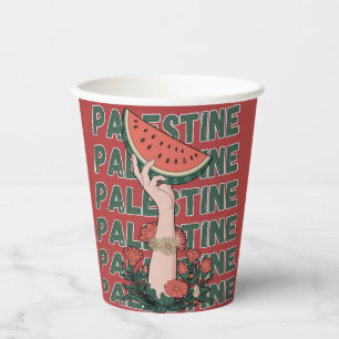 watermelon, flowers, and palestine text Repeat Paper Cups