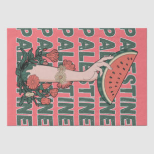 watermelon, flowers, and  palestine text Repeat  Tissue Paper