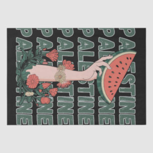 watermelon, flowers, and palestine text Repeat Tissue Paper