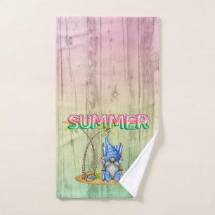 Watermelon Foil Balloons And Beach Gnome With Palm Hand Towel