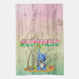 Watermelon Foil Balloons And Beach Gnome With Palm Kitchen Towel