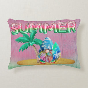 Watermelon Foil Balloons And Tie Dye Beach Surfing Accent Pillow