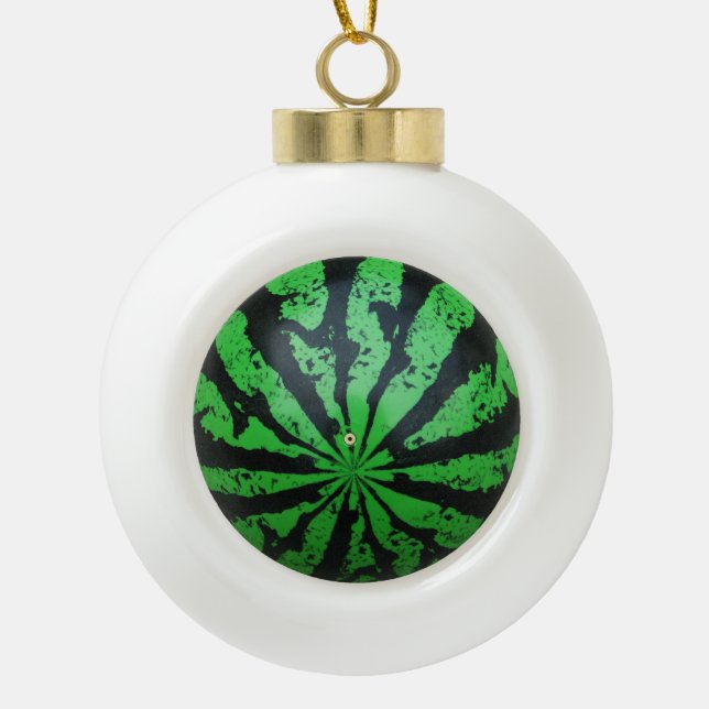 Watermelon Football / Soccer Ball Ceramic Ball Christmas Ornament (Front)