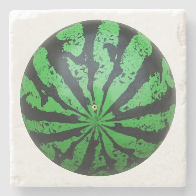 Watermelon Football / Soccer Ball Stone Coaster (Front)