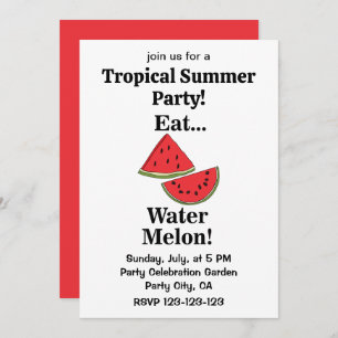 Watermelon Fruit Funny Tropical Summer Party Invitation