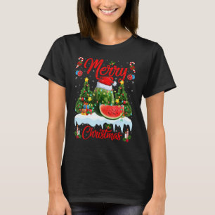 Watermelon Fruit Lights Xmas Tree Santa Watermelon T-Shirt