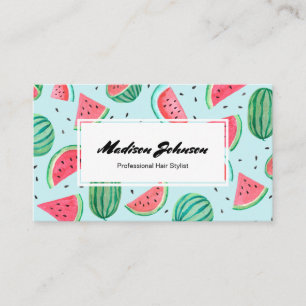 Watermelon Fruit Monogram Custom   Business Cards