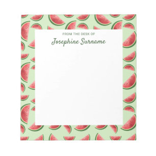 Watermelon Fruit Pattern On Green With Custom Text Notepad
