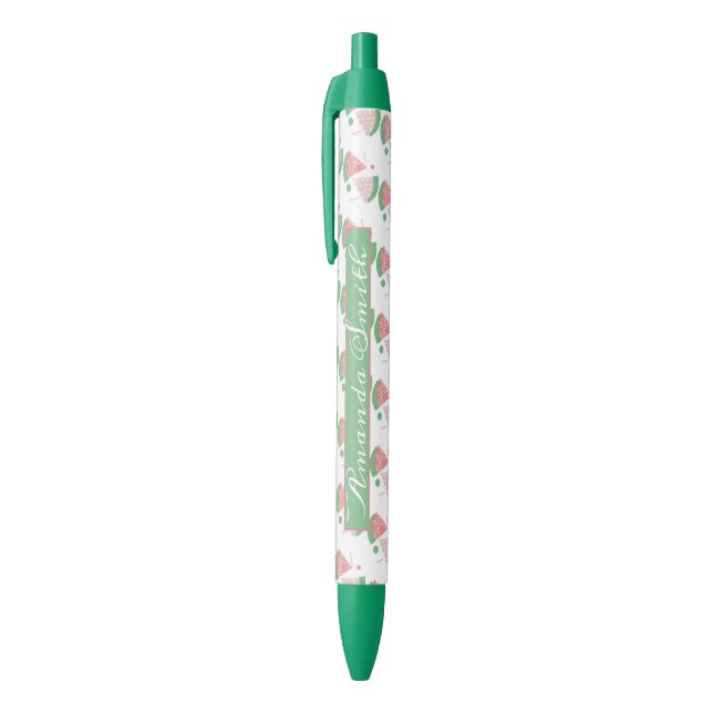 Watermelon Fruit Pink Sprinkles Black Ink Pen (Top (Vertical))