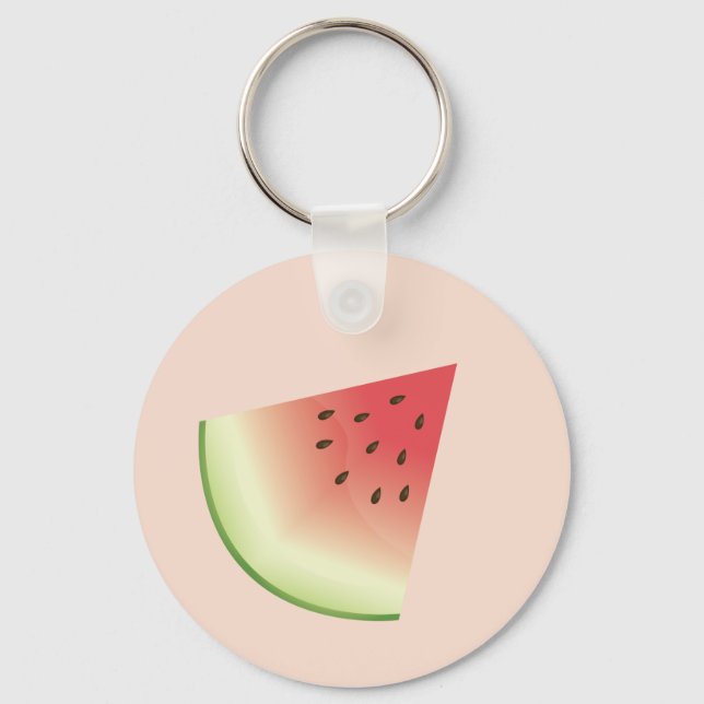 Watermelon Fruit Slice Cartoon Illustration Keychain (Front)
