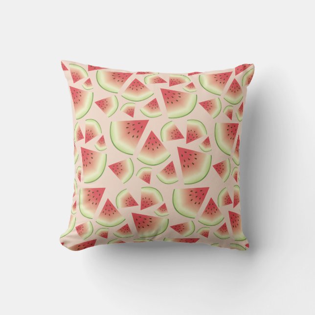 Watermelon Fruit Slices Pattern Throw Pillow (Front)