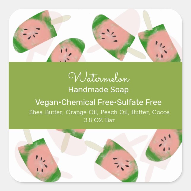Watermelon Fruit Summer Body Butter Bath Branding Square Sticker (Front)